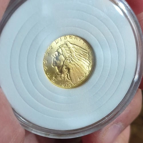 Indian Head 1913 $2.50 Gold Quarter Eagle Coin Pre-1933 US Uncertified