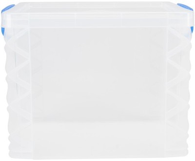 Super Stacker File Box 14.5X10.5X11.25 Clear W/ Blue Handles