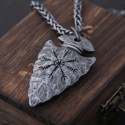 Vintage Viking Spear Rune Pendant Necklace Men Punk Pirate Tribal Jewelry Gift