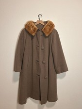 Vintage 1950s/60s Wool Mink Collar Coat Classic Outerwear