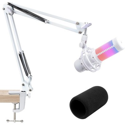 White Microphone Arm for HyperX QuadCast S, QuadCast S2 Mic Boom Arm Stand wi...
