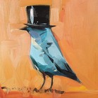 Whimsy Indigo Bunting Canvas PRINT of Oil Painting by Artist Jose TRUJILLO 10x10 — photo 1