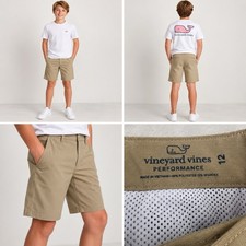 Vineyard Vines Boys Performance Shorts Size 12 Khaki Tan Stretch Golf