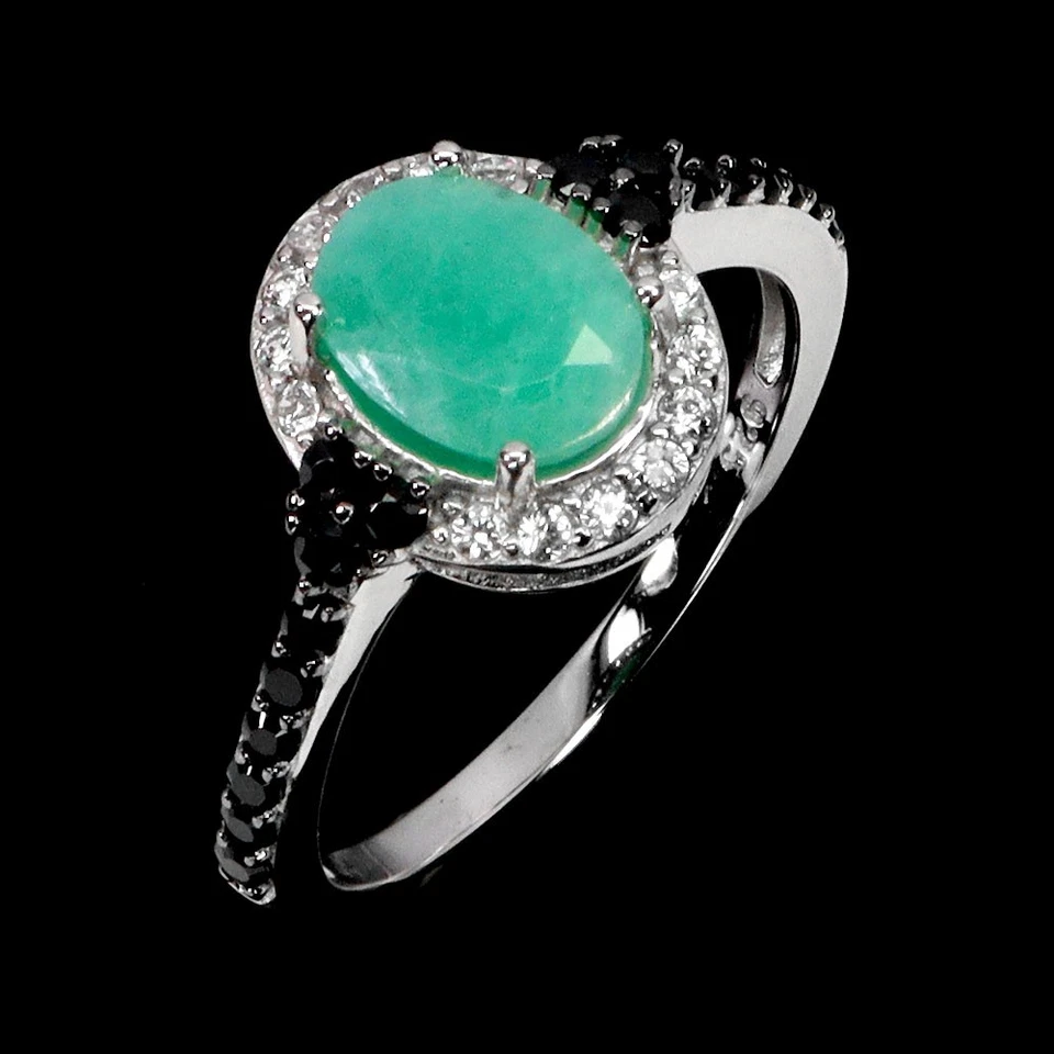 925 Sterlingsilber Ring Oval Smaragd 8x6mm Spinell Größe 8 No USA Einfuhr Fees - Bild 2 von 4