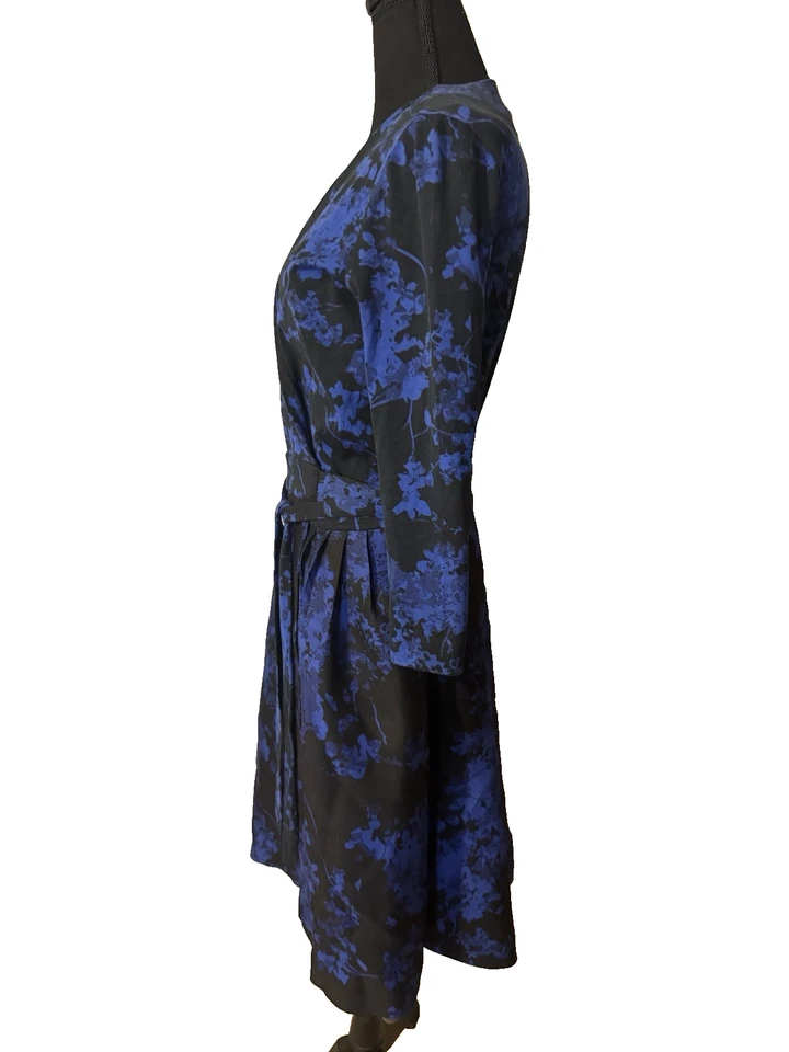 DVF Diane Von Furstenberg Valerie Vestido Envolvente 6 Pequeño Azul Negro Lana Seda Algodón Foto 4 de 4