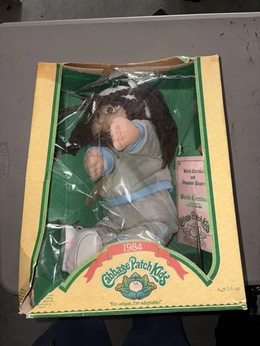 Vintage 1984 Cabbage Patch Kids Baby Doll Lucia Barb w Birth Certificate Coleco