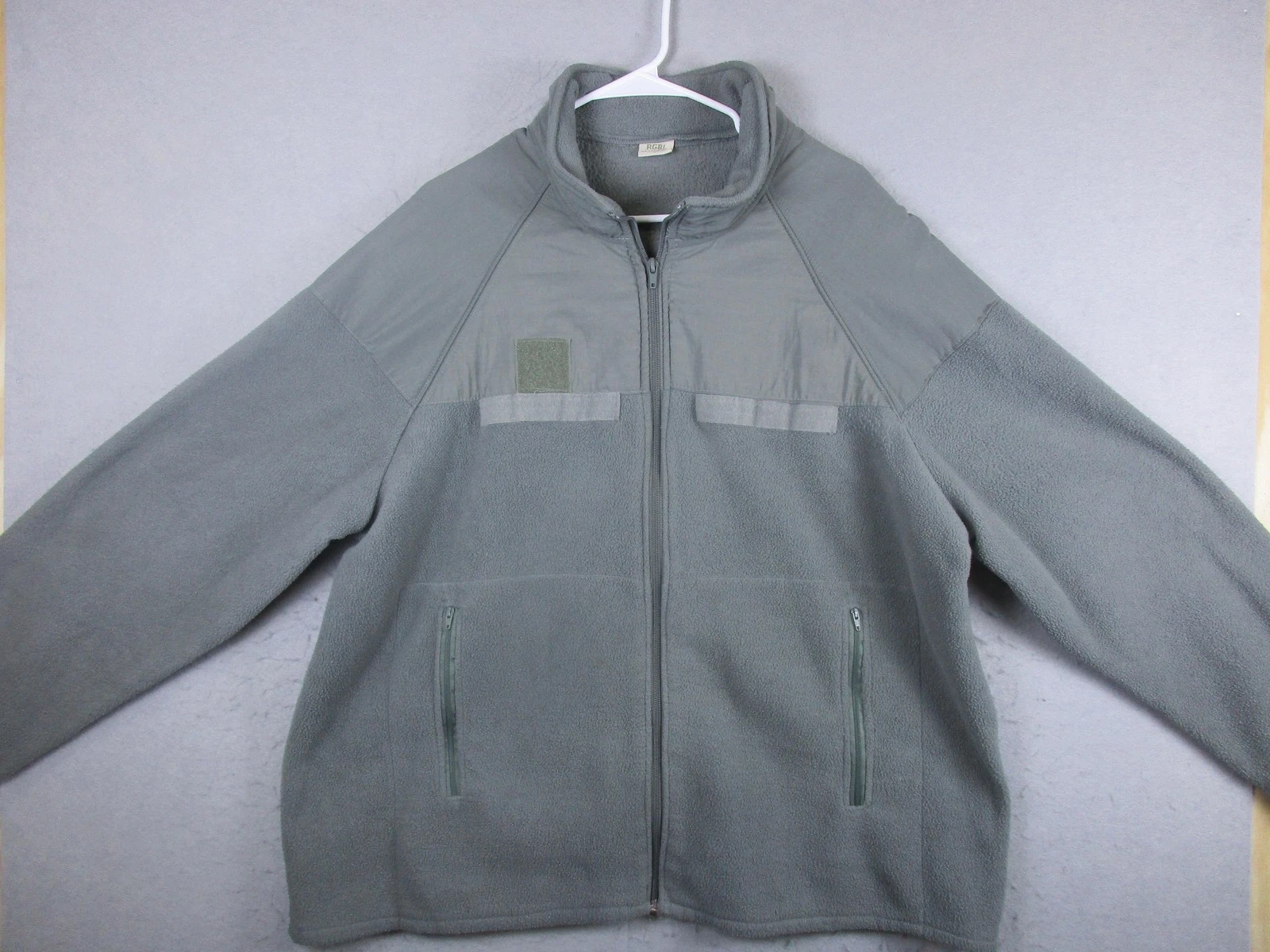 RGBI Jacket Mens Large Gray Fleece Military Tactical Full Zip Pockets Army USA