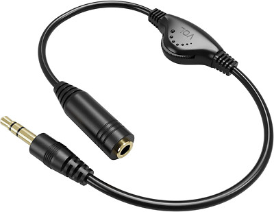 Inline Volume Sound Control Adapter Cable Aux Extension For 3.5MM Headphone Roku