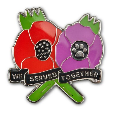 We served together Tiere NEU Pin Anstecker lila Mohn Damit wir nicht vergessen