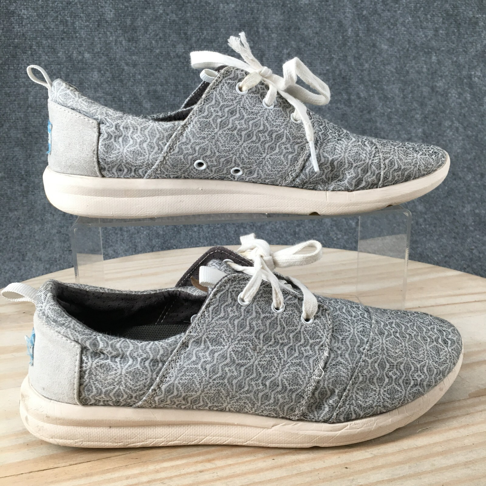 Toms Shoes Womens Del Rey Sneakers Gray Canvas Lace Up Low Top