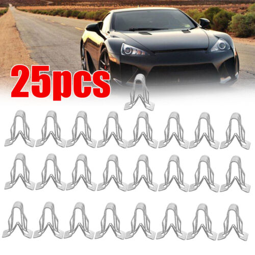 25PCS Metal Fastener Clips 1/2" X 5/8" For Car Dash Panel Retainer Moulding Trim - Picture 3 of 12