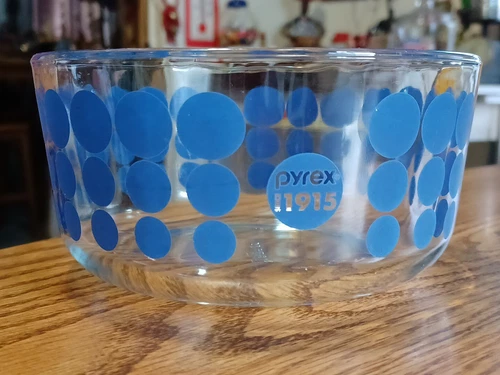 RARE PYREX 1 QT BLUE POLKA DOT 100 YEAR ANNIVERSARY BOWL 7201 MADE IN USA