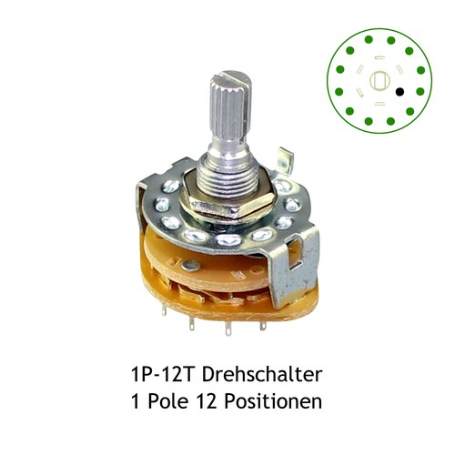 1 - 6 Pole Stufenschalter Drehschalter Schalter 2-12 Positionen 250V / 0,3A  - Bild 3 von 7