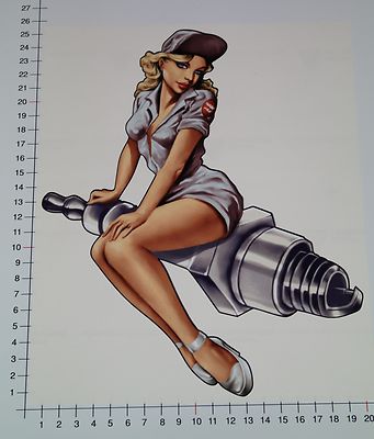 Xxl Pin Up Spark Sticker Girl V8 Speedshop Decal Old School Big21