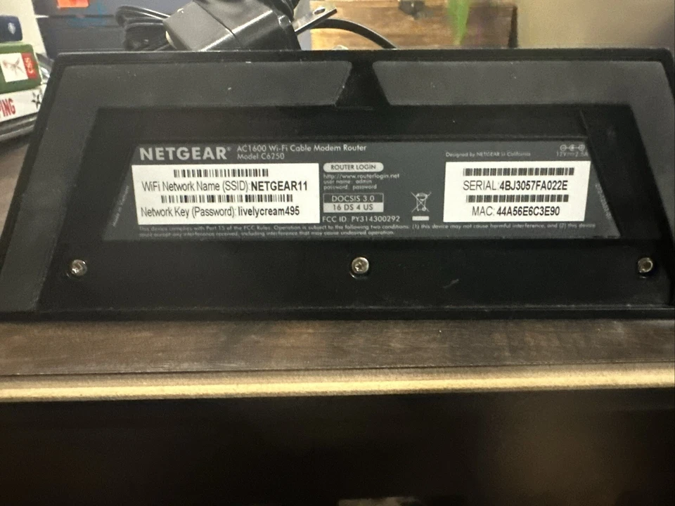 NETGEAR Cable Modem Wi-Fi Router Combo Dual Band C6250 DOCSIS 3.0 AC1600 Tested - Image 2 of 4