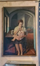 Maternità laica ad olio su tela firmata PIERO MONTI