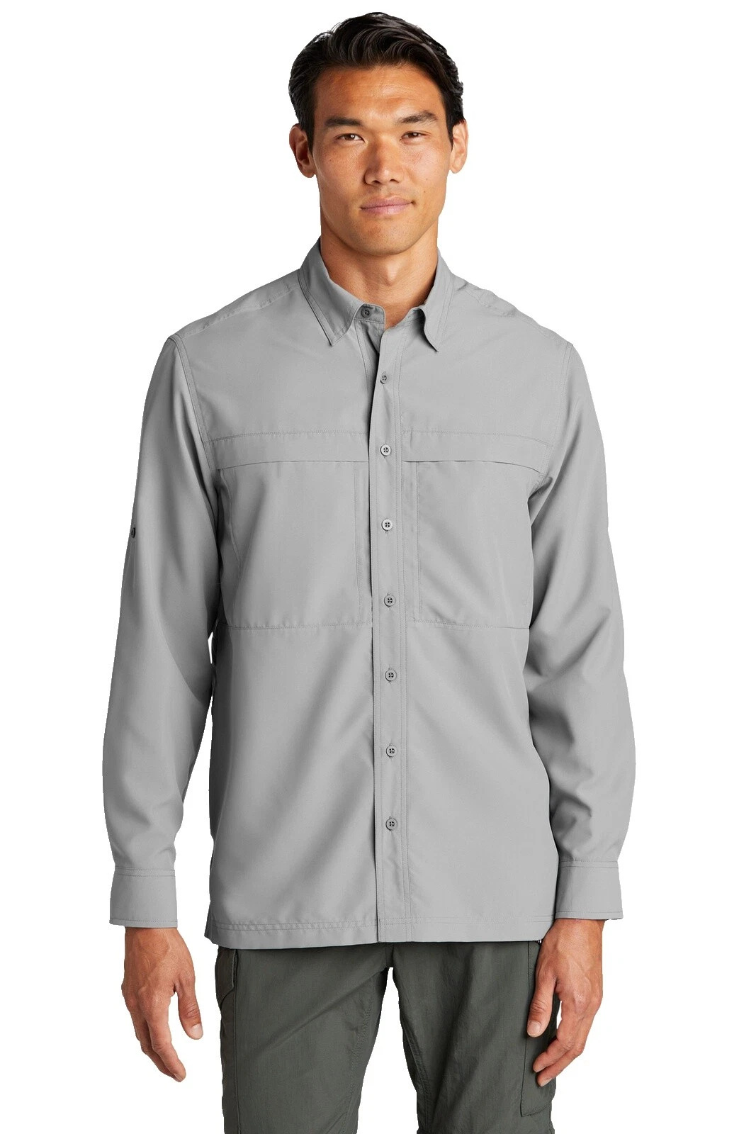 Port Authority Solid Casual Button-Down Shirts for Men