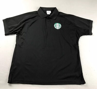 Starbucks Work Shirt Mens Large Black Short Sleeves Polo Starbucks Work Shirt Mens Large Black Short Sleeves Polo