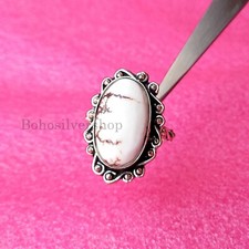White Howlite Gemstone 925 Sterling Silver Handmade Women Rings Jewelry 289