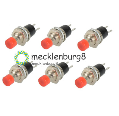 10PCS PBS-110 Red Lockless ON/OFF Push button Switch Press the reset switch