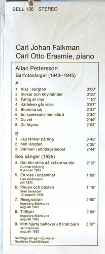 SEALED BLUEBELL SWEDEN 1981 Allan Pettersson CARL JOHAN FALKMAN Erasmie BELL-136 - Picture 2 of 2