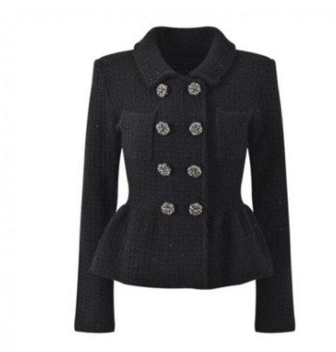 Self-portrait Women's Waffle Ruffled Knit Coat Top - Picture 6 of 7