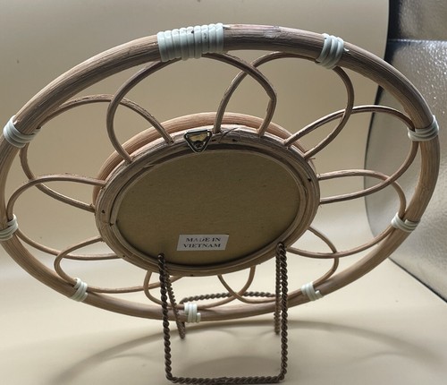 Vintage Boho Rattan round framed mirror natural wood 10”- 3.5”mirror Vietnam - Picture 9 of 16