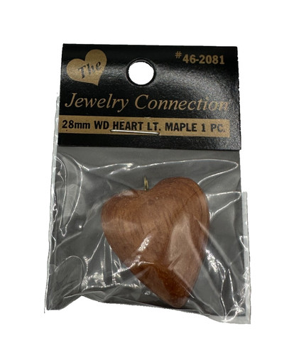 One Maple Wood HEART Pendant - Arts & Crafts - Jewelry Making - Supplies -