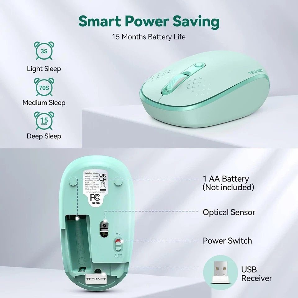 Wireless Mouse for Laptop, 2.4G Quiet Computer Mouse with USB Receiver, 4 Button - Image 4 of 4