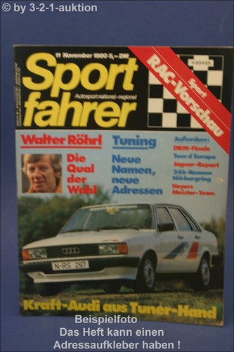 Sportfahrer 11/80 Audi 80 Mazda 323 Morgan Motor Compan