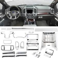 For Ford F150 2015-2020 Full Set Interior Decor Cover Trims Kit Chrome ABS,28PCS