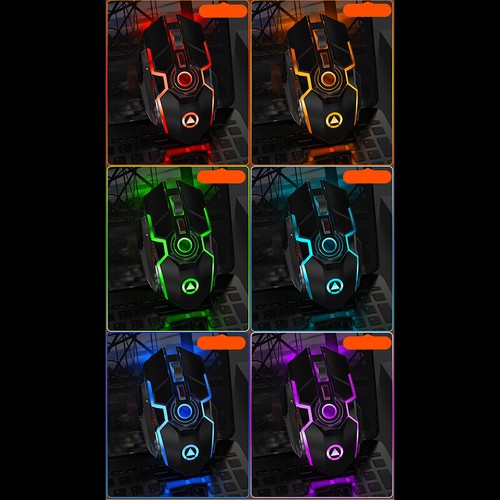 Souris Gaming Sans Fil A5 Rechargeable Silencieuse Ergonomique 7 Touches RGB Souris Rétroéclairées - Photo 6/14