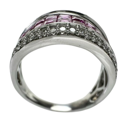 US 7.2 Mystery Setting/Gradación Zafiro rosa 0.95ct Rubí 0.70ct diamante 0. - Imagen 3 de 9
