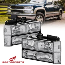 FOR 1988-1993 CHEVY C10 C/K 1500 2500 CHROME HOUSING HEADLIGHT BUMPER LAMPS