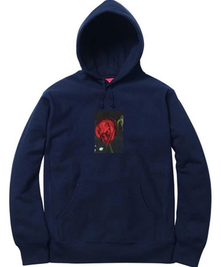 Supreme Araki Rose Hooded Sweatshirt Navy Size Large Hoodie FW16