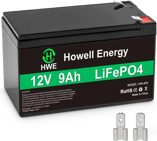 12V 9Ah Lithium Battery, Deep Cycles Rechargeable LiFePO4 Battery 