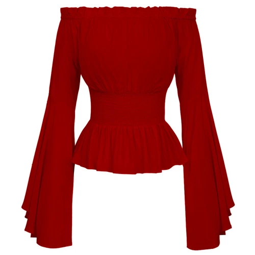 Blusa Renacentista Mujeres Campesinas Mangas Descubiertas Camisa Medieval Juegos con disfraces Prenda para el torso - Imagen 13 de 17