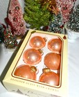 Vtg 6 KREBS Christmas Feather Tree Blown Glass ORNAMENTS In Box Peach Pink Lot — photo 10