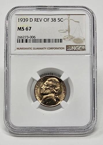 1939-D Jefferson Nickel 5C Rev Of 38 NGC MS67 #3