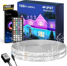 Outdoor LED Strip Lights Waterproof 100FT (2 Rolls of 50Ft) IP67 LED Light Strip
