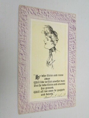 J483 postcard He who flirts and runs away lives to flirt another day comical
