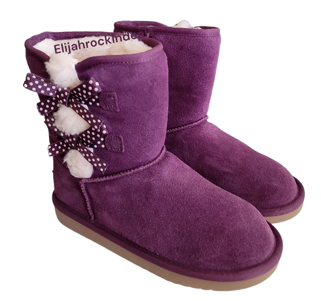 NEW KOOLABURRA BY UGG KIDS VICTORIA SHORT DOTS SHADOW PURPLE BOOTS