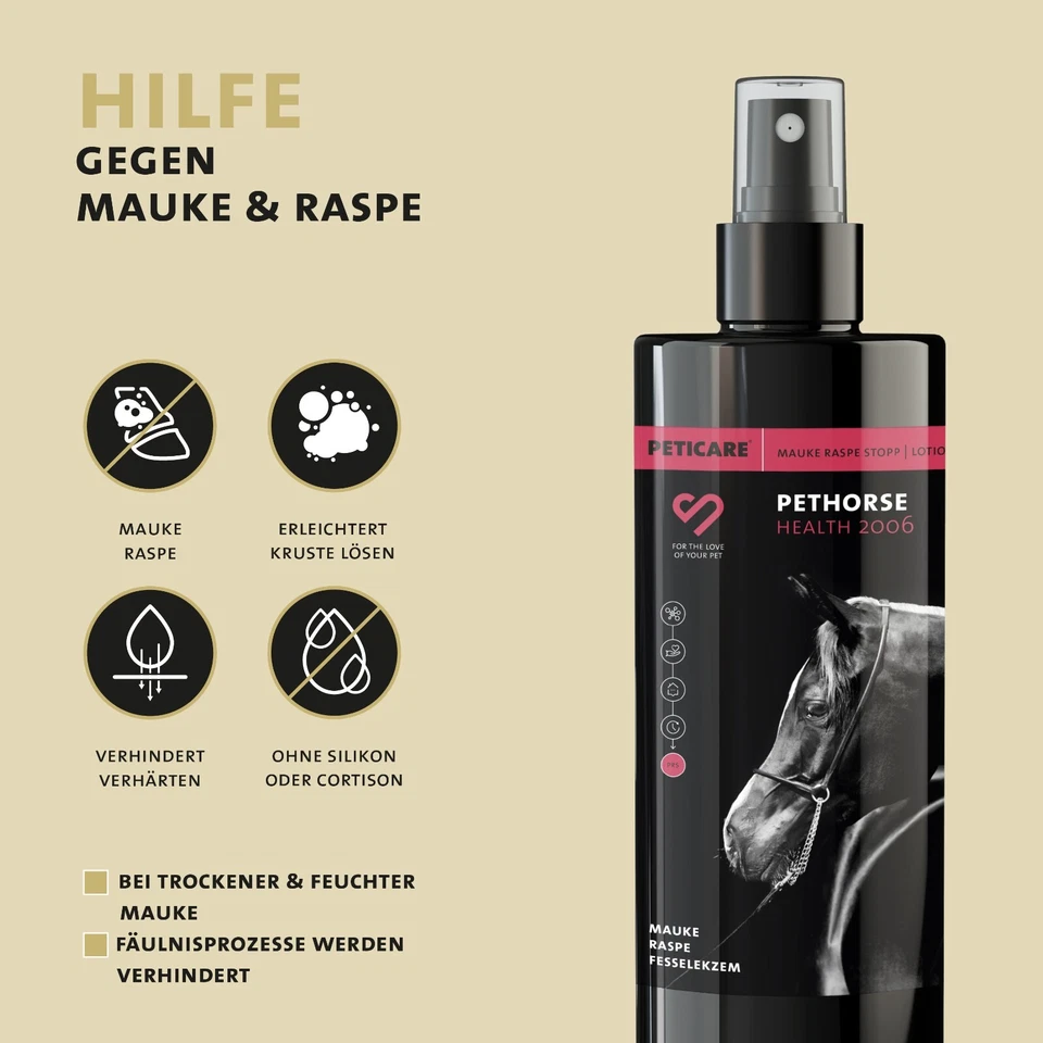 Peticare Spezial Mittel für Pferde | gegen Mauke Raspe Fesselekzem | 250 ml - Bild 2 von 4