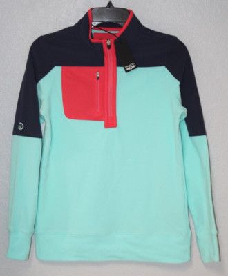 NEW Straight Down Women SMALL Tundra Fleece Pullover 1/4 Zip Green Golf NWT