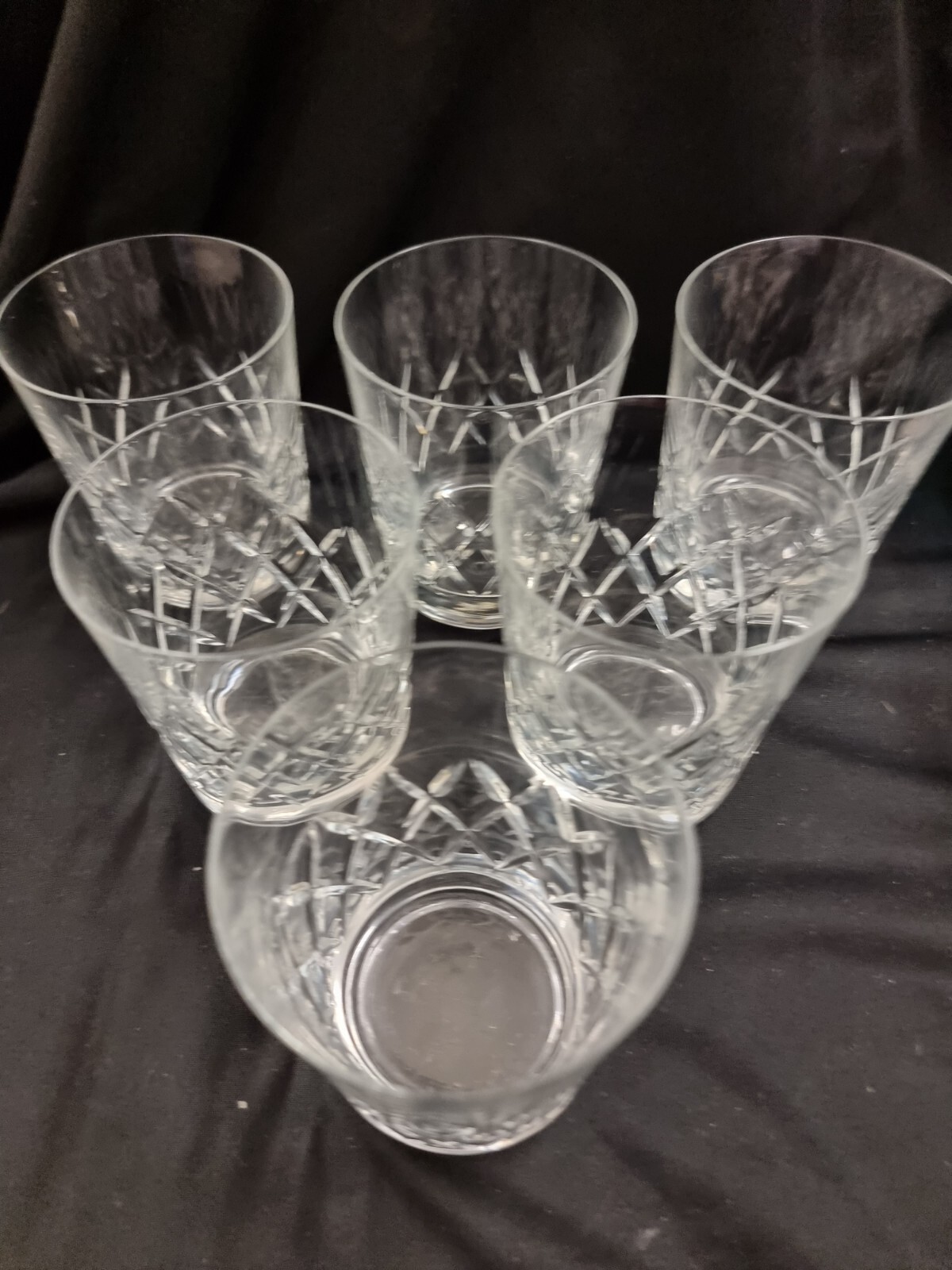 6 Vintage BOHEMIA Diamond Cut Crystal Glasses eBay