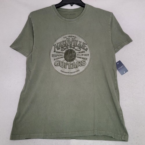 LUCKY BRAND NASHVILLE GUITARS Shirt MENS LARGE L GREEN RETRO Gibson LOGO NWT - Picture 2 of 11