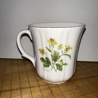 Duchess Bone China England Mustard Teacup With Gold Rim