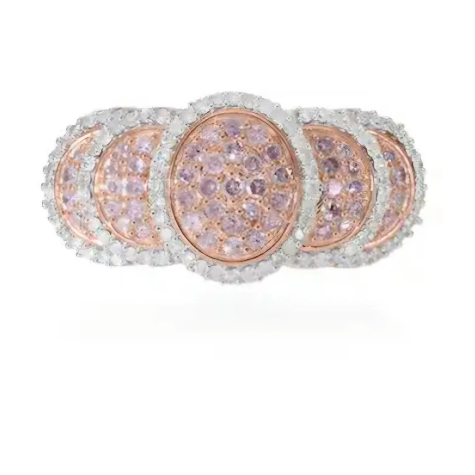 Natural Pink and White Diamond I3 Ring in Vermeil Rose Gold Over Sterling Silver - Image 3 of 3