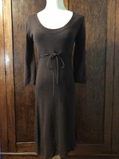 Candies Brown Cotton Blend Crochet Trim Knit Sweater Dress M