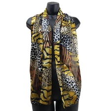 Unbranded Scarf Animal Print Metallic Gold Black 13/60"